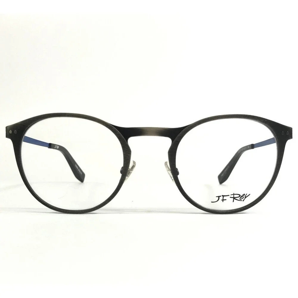 JF Rey Eyeglasses Frames JF2737 1320 Silver Brushed Blue Round 46-21-145